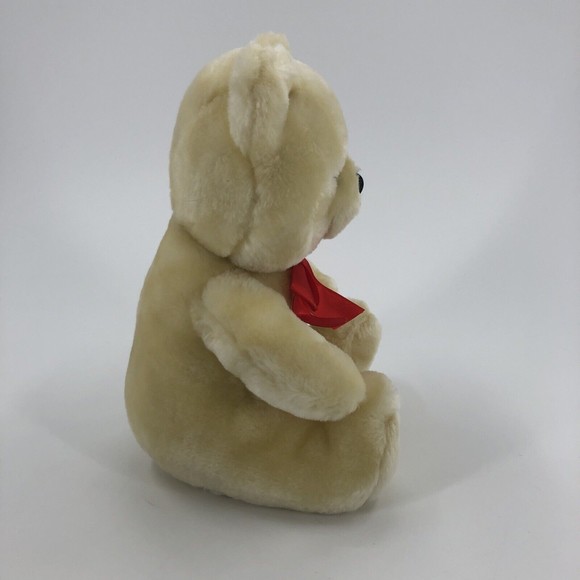 Tonytoy Puli Teddy Bear Plush Stuffed Animal Light Yellow Cream Red Bow 10" TAG - Picture 2 of 12